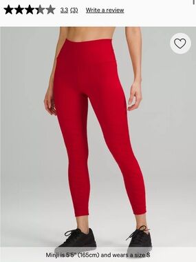 Lululemon Red High-Rise Wunder Under Lunar New Year Leggings Size 6